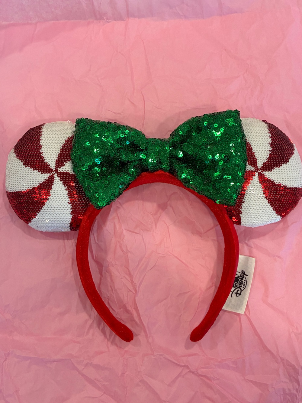 Disney Peppermint Sequin Minnie Headband - Red, White & Green